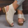 2025 noi sandale modă tricotate toc gros sandale cu gură de pește pentru femei sandale cu un singur pedal