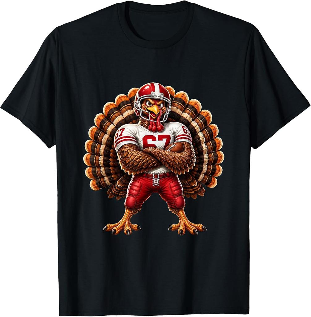 Funny Football Lovers Turkey Six Seven Meme Thanksgiving T-Shirt