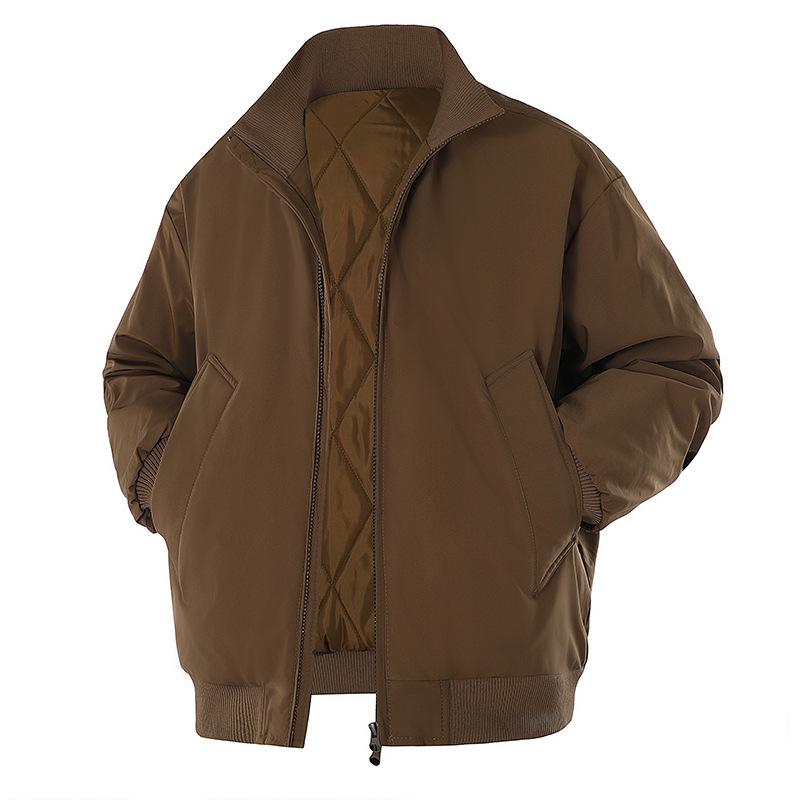 Veste d'aviateur d'hiver pour homme à col montant - Vêtement d'extérieur décontracté ample épaissi en coton