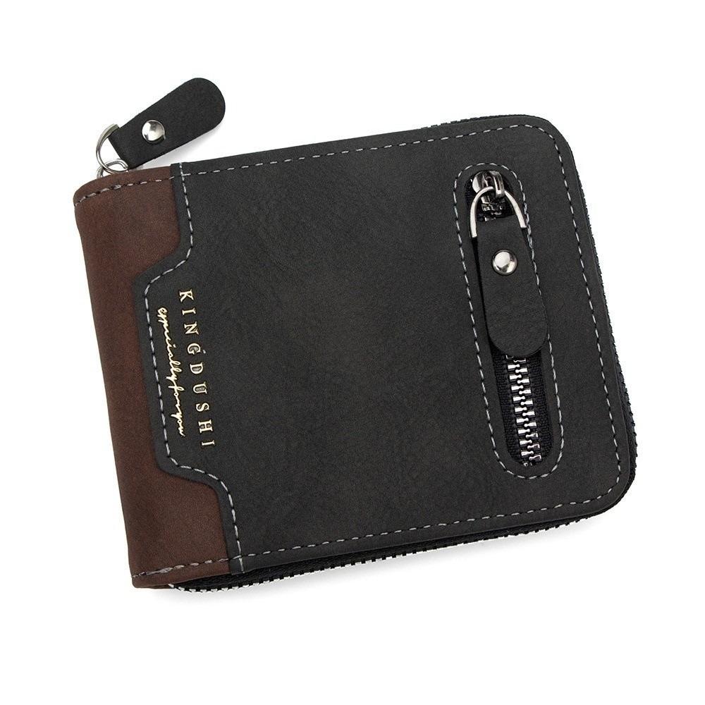 Large Capacity PU Leather Coin Purse Thin Card Holder Portable Men's Short Wallet  Travel