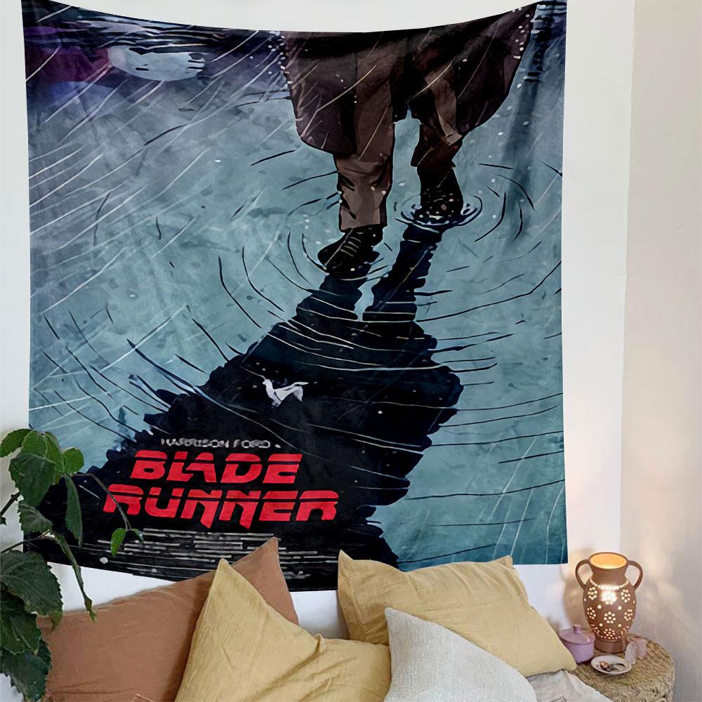 Blade Runner Replicant Tapestry Wall Hanging, Retro Film Noir Sci-Fi Art, Vintage Cyberpunk Wall Decor for Bedroom Dorm