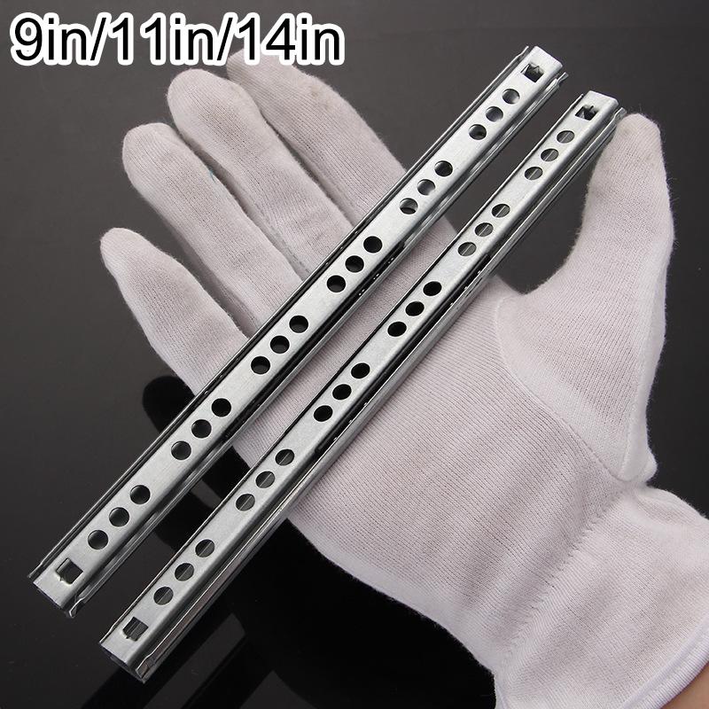2pcs Side Mounted Drawer Slide Rails with Steel Ball Bearing Groove for Silent and Smooth Operation in Furniture Drawers