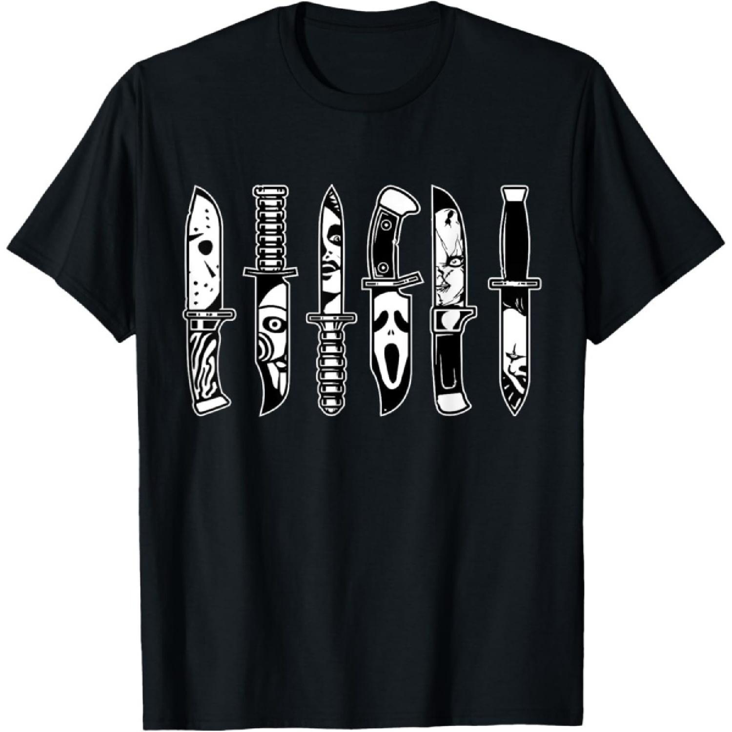 Halloween Horror Movie Characters in Knives Scary Halloween T-Shirt XXXXXL разноцветный
