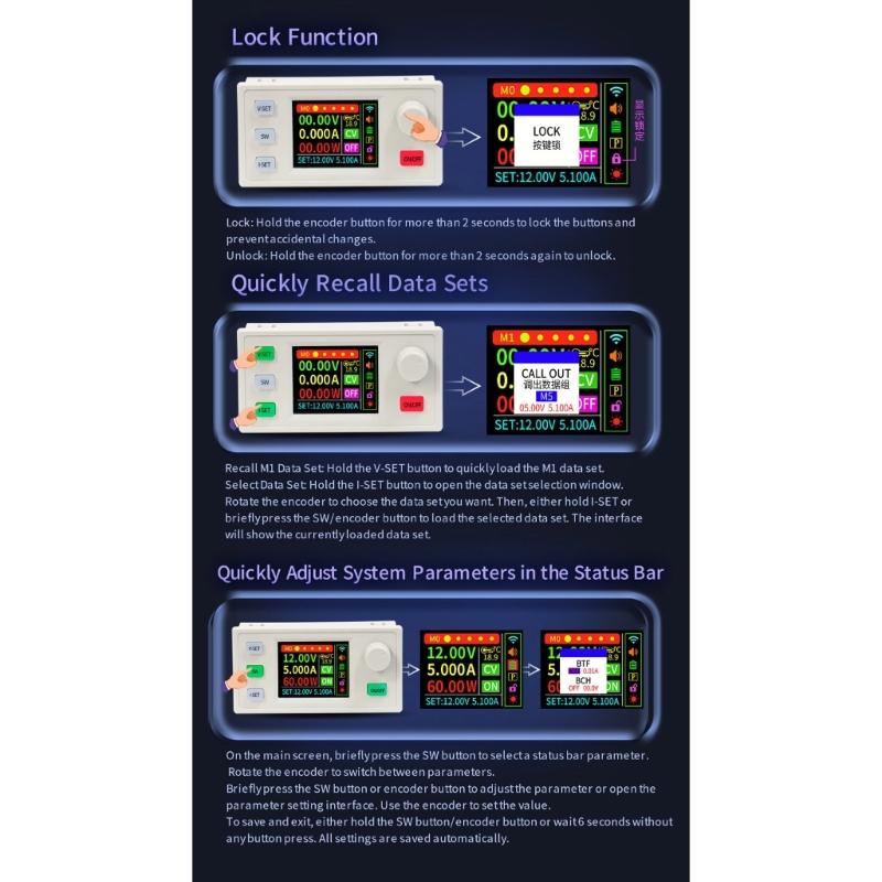 Programmable Power Supply Modules 120W Constant Current Voltages Control Solar Charging with Transmission Interfaces