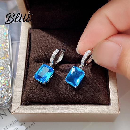 High-quality Zircon Earrings Large Dangling for Women Sparkling Cube-shaped Fashionable