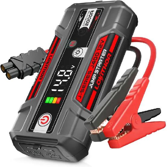 Portable 12V 2000A Jump Starter for Cars, Smart Display & USB Charging, Supports Up to 8L Gas Engines