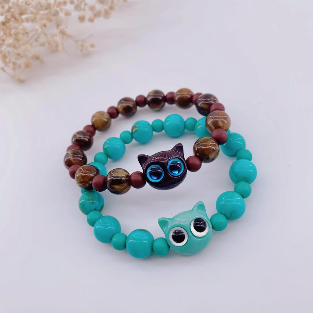 Sweet Cool Cat Unisex Beaded Bracelet - Niche Design Gift for Couples & Best Friends