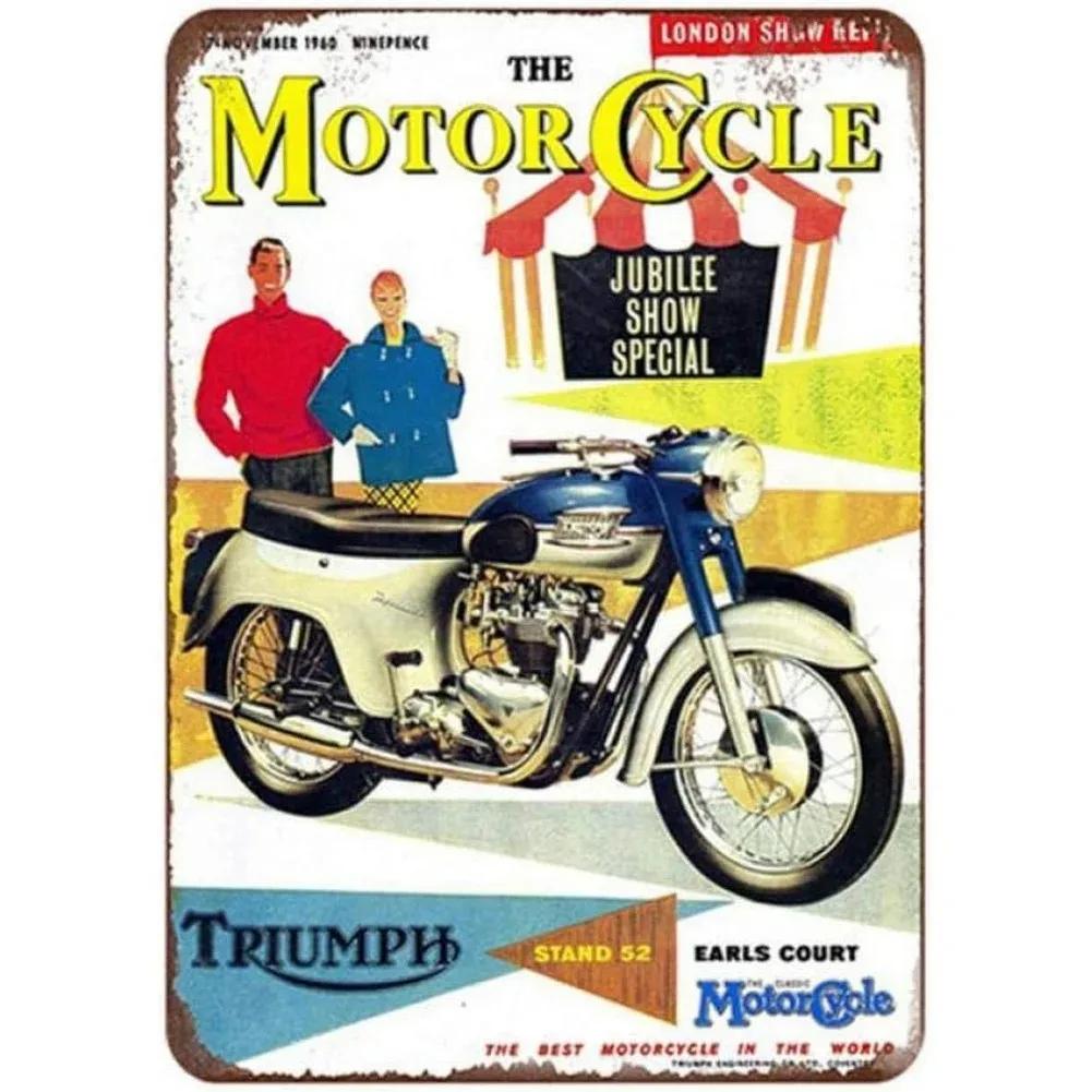 

Металлические жестяные таблички Triumph Norton Motorcycle Винтажный настенный плакат Ретро Железная живопись Металлический лист-пластина для Бара Кафе Гаража Дома 20x30cm（7.8x11.8inch）