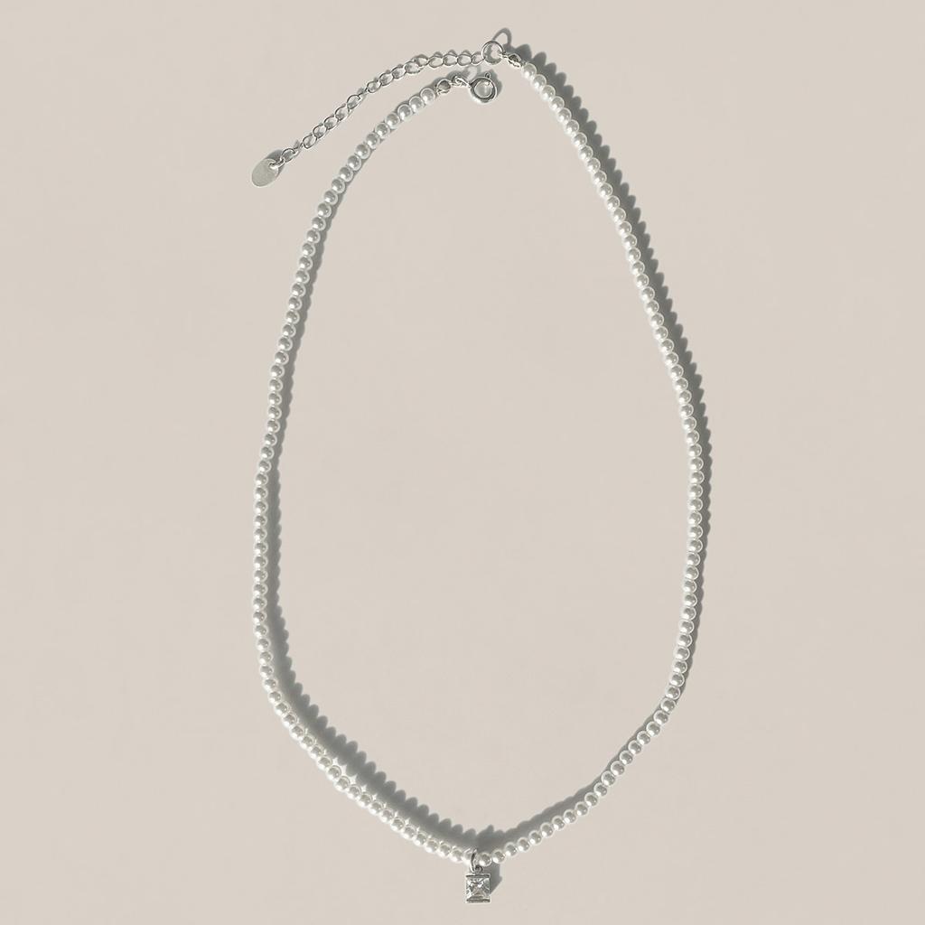 47Bag 925 Silver Mini Layered Swarovski Pearl Necklace 3Mm Martti