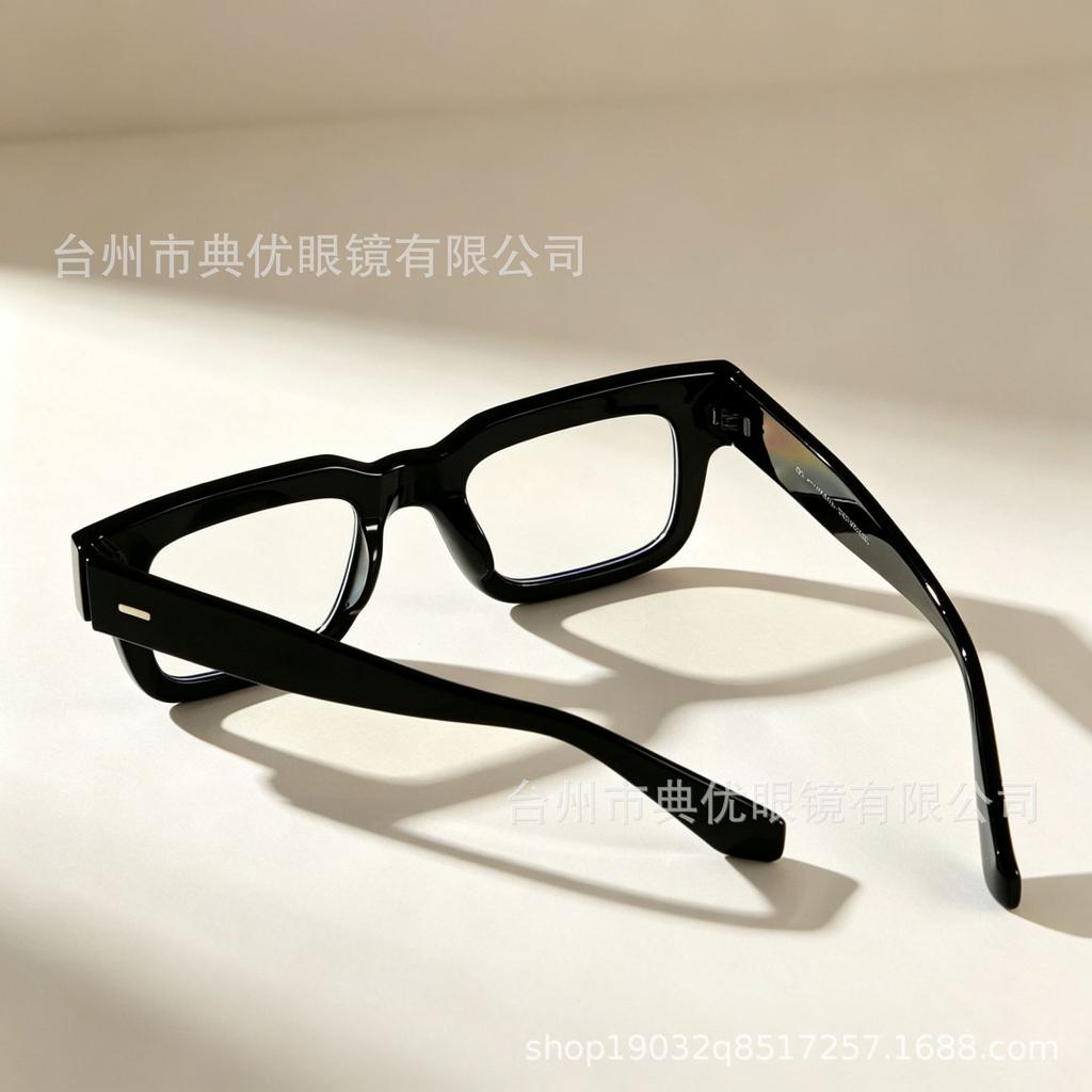 New retro square thick leg flat mirror anti-blue light glasses daily commute plain student office glasses