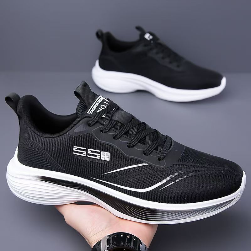 Men's Shoes Autumn Breathable New Simple Men's Shoes Black Sports and Leisure Shoes Lightweight Men's Non-slip