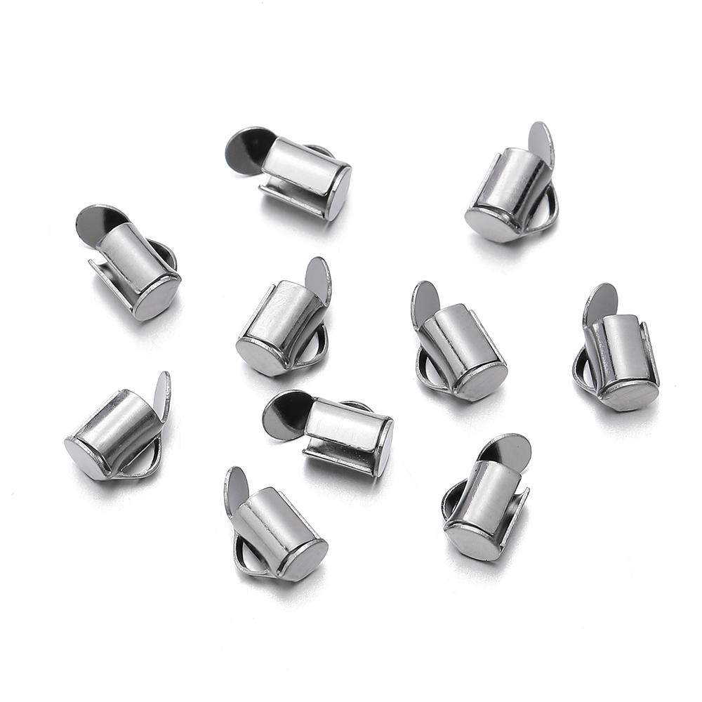 10pcs/lot Fastener Tube Crimp End Caps Slider Clasp Bracelet Buckles for DIY Connectors Loom Jewelry Making Findings Accessories
