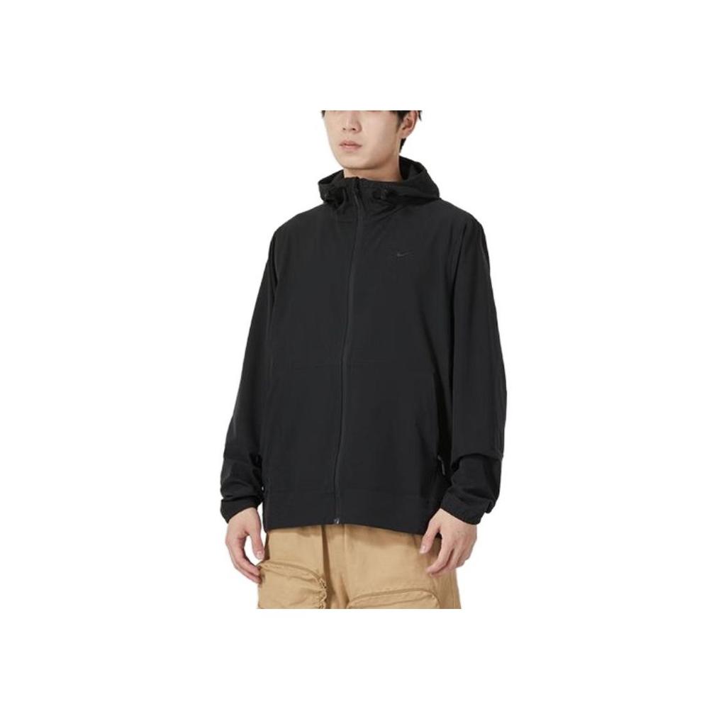 Nike Solid Color Logo Zip Hoodie Jacket Men Jacket Black FB7552-010