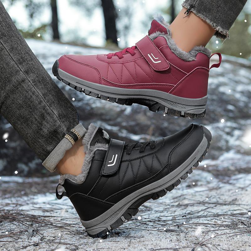 Hot-selling leather cotton shoes large size velvet winter shoes warm outdoor waterproof and non-slip snow boots