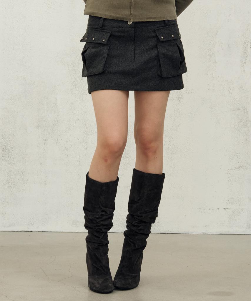 Midnight Move Wool Pk Skirt (Dark Gray)