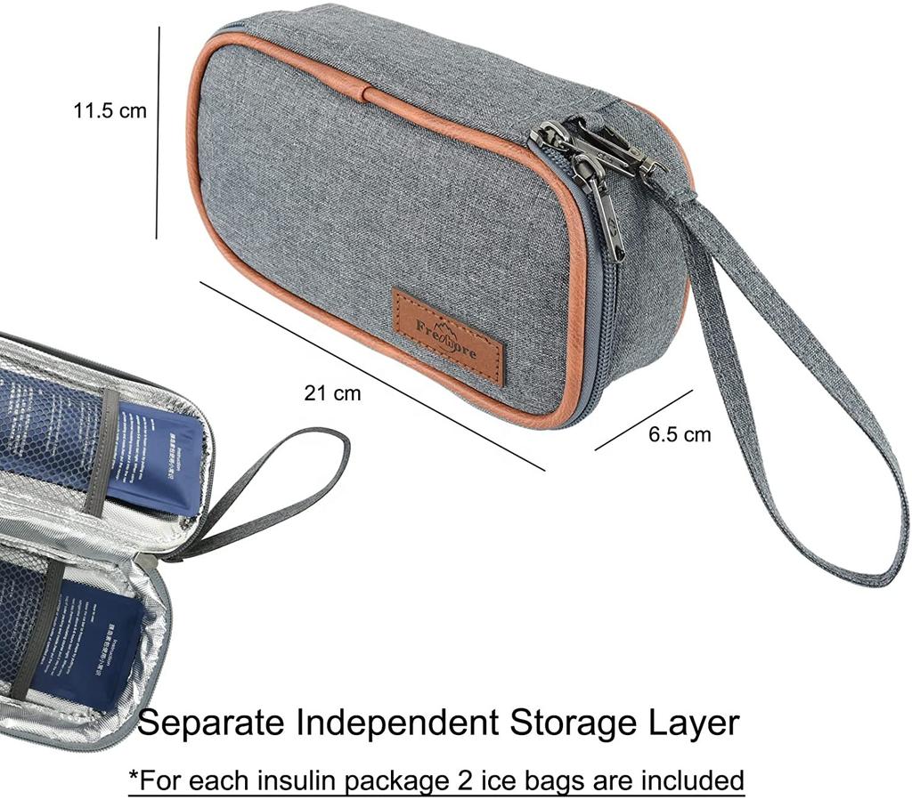 Custom Logo Insulin Cooler Bag Insulated Portable Diabetic Pouch with 2 Gel Ice Packs for Medications Diabetes Pen, and Supplies