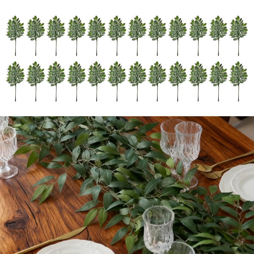 Künstliche grüne Pflanzenzweige 24 Stück 62cm für Hochzeitsfeier Für Esstisch Raumdekoration und Blumengestecke