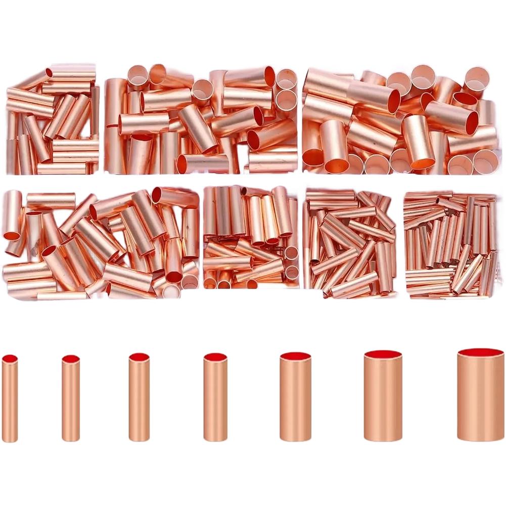 Copper Tubing Connectors 250pcs in Brass for Electrical Wiring Projects Requiring Consistent Connection Performance