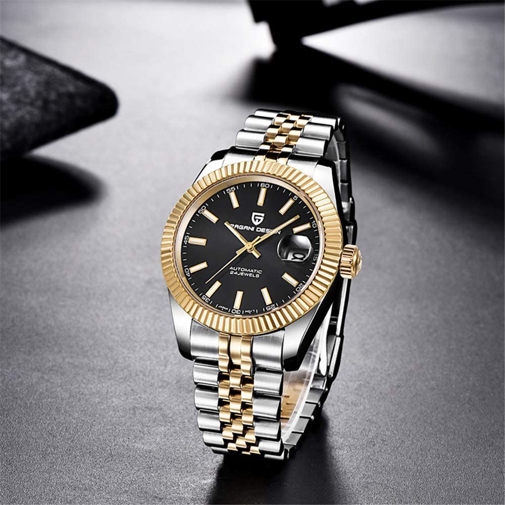 Pagani Design Men's Automatic Watch with Japanese-Made Movement, Water-Resistant Ceramic Bezel, Stainless Steel Strap, Sapphire Crystal, and Diver's