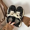 Cowhide Version Thick-soled Heightened Color Matching Women's Autumn New Sports and Leisure Shoes
