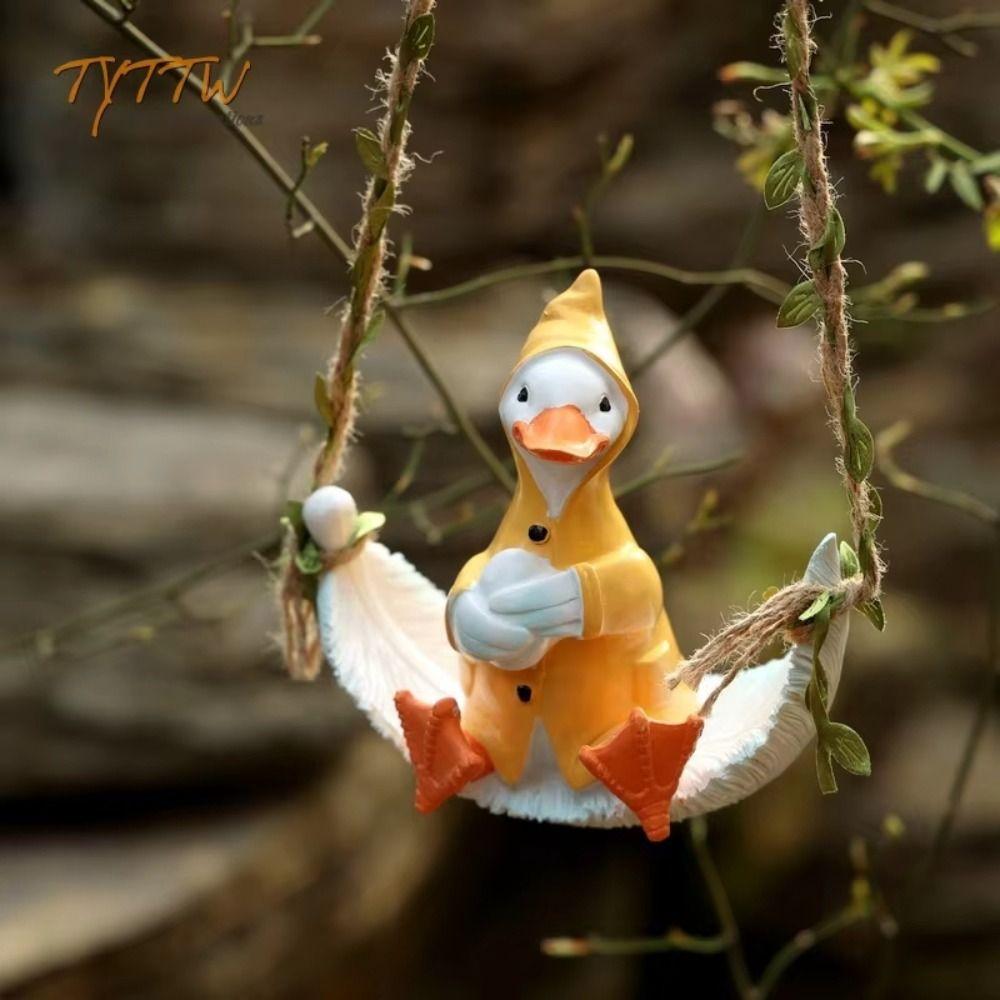 Pendant Rabbit Swing Miniature Figures Resin Duck Table Decoration Doll  Outdoor Balcony Patio Tree