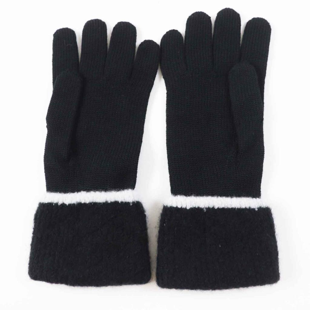 Pristine CHANEL gloves COCO Mark Bicolor Black White wool Women Used