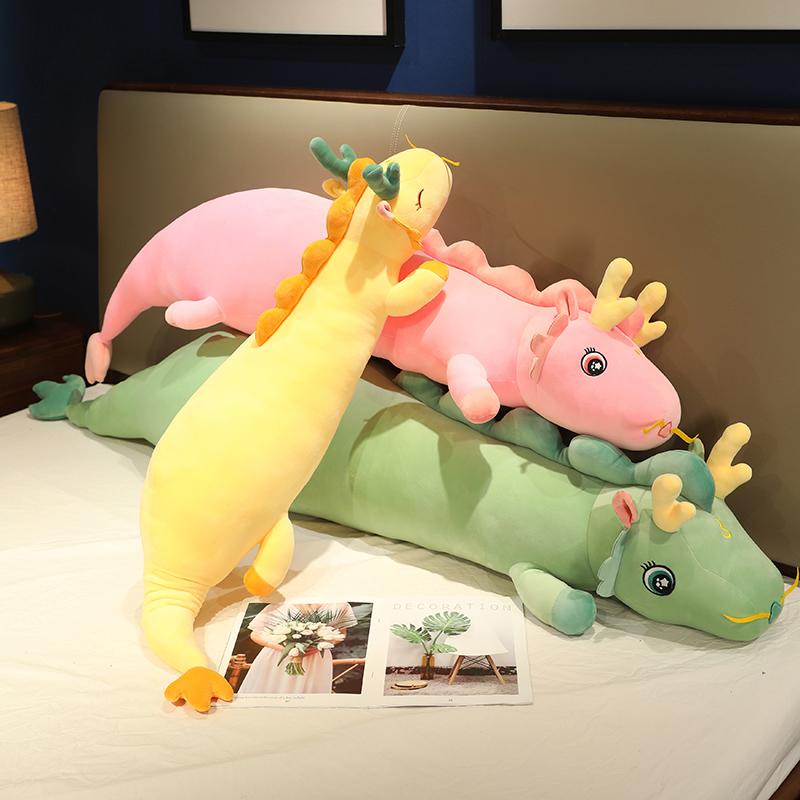2024 Large Size Lucky Dragon Plush Long Pillow Toy Kawaii Stuffed Animals Dragon Plushies Cushion Anime Soft Toys Home Decor