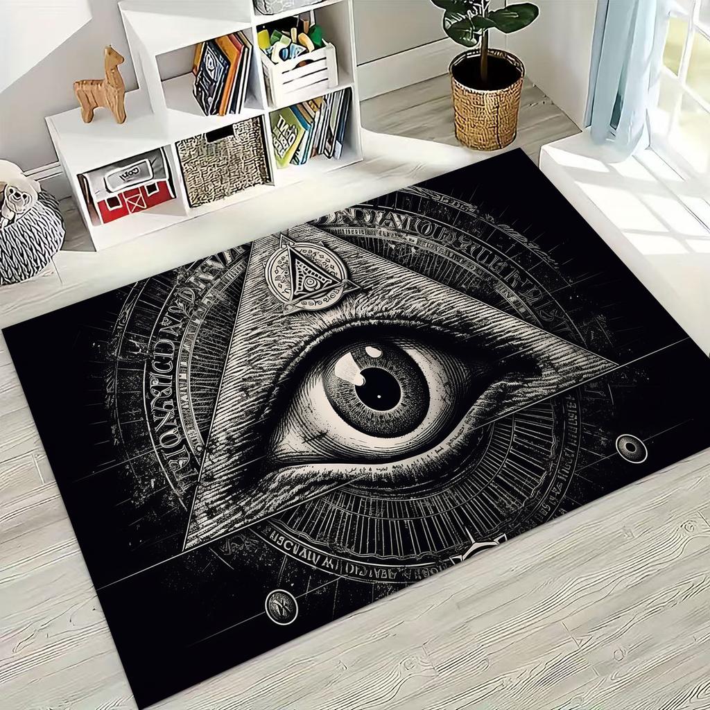 Krásné Vševidoucí oko zednářství Zlé oči Koberec do ložnice obývacího pokoje k pohovce Domácí rohožka Dekor, Dětská hrací protiskluzová podložka na podlahu