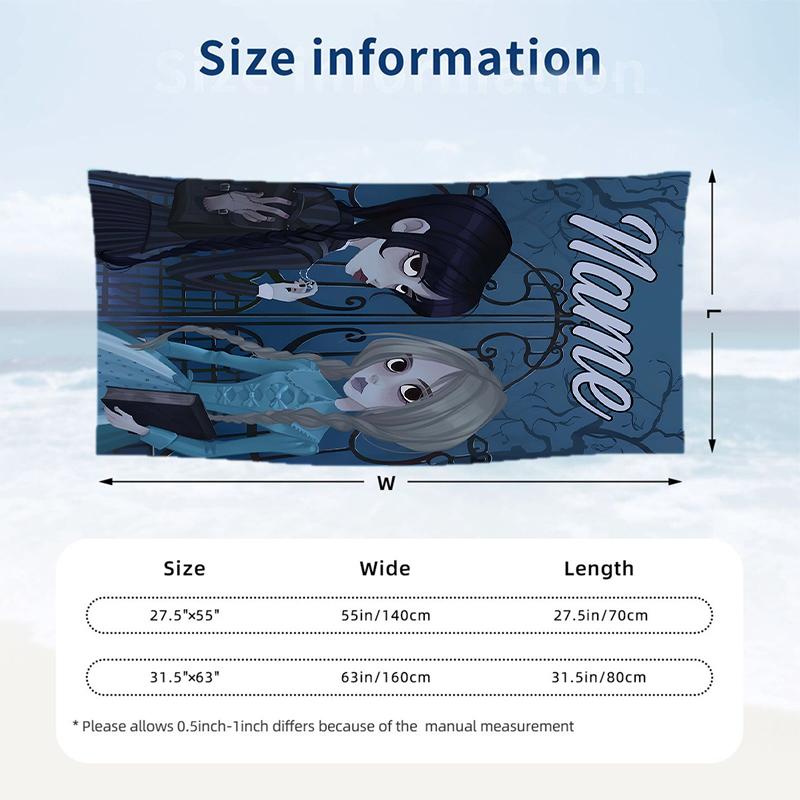 Wednesday Custom Name Printed Beach Towel Personalized Soft Towel For Swimming Beach Travel
