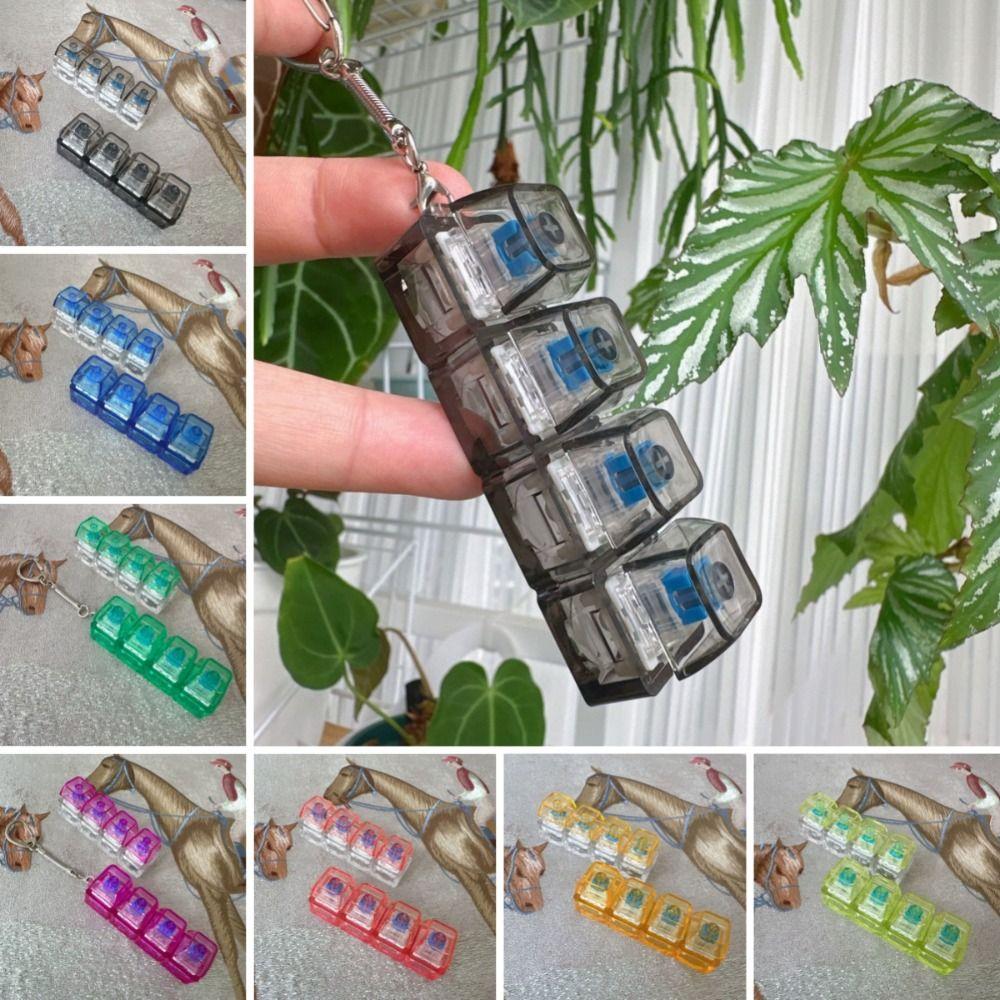 Stress Relief Fidget Clicker Toy LED Keyboard Decompression Keychain New Key Chain For Adults