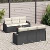 Garden Sofa Set with Cushions 7 pcs Black Poly Rattan