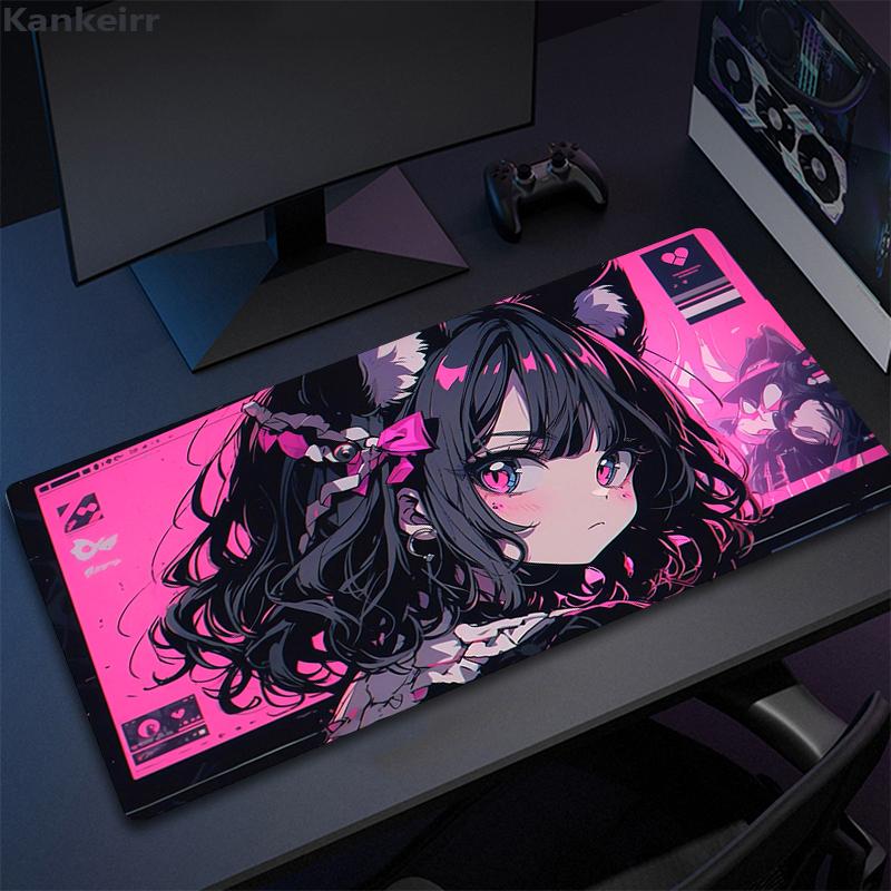 Anime Girls Cute Pink Mousepad Large Computer Gaming Accessories xcm Gamer Professional Premium Mouse Mat Kawaii Desk Mats