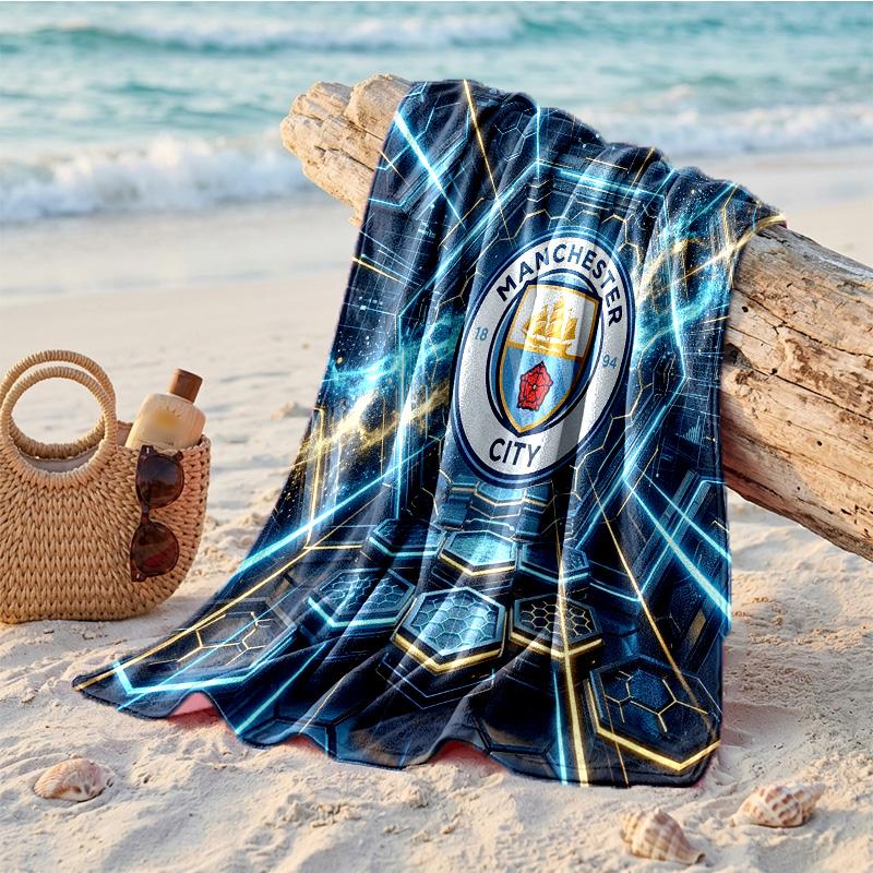 Asciugamano da Spiaggia in Microfibra con Stampa Manchester City Asciugatura Rapida Assorbente Grande Asciugamano per Spiaggia Nuoto Viaggio