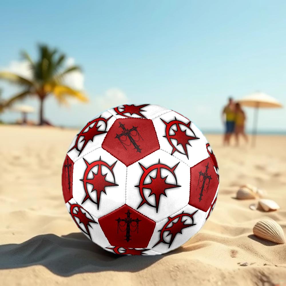 1PC Dark Compass Symbol Gothic Cross Symbolism Soccer Ball Size 5 Football Machine Sewn Indoor/Outdoor Universal Football Surprise Collection n143