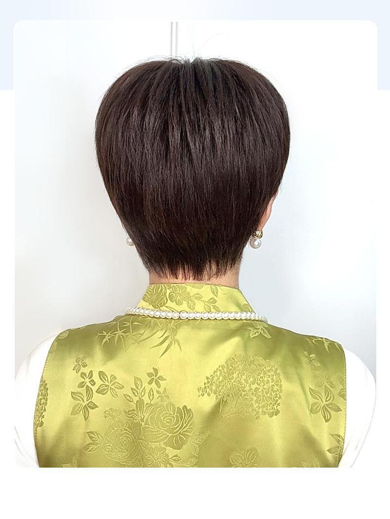 Sister Xia Short Curly Wig for Middle-Aged Women - Lightweight, Breathable, Natural Summer Style