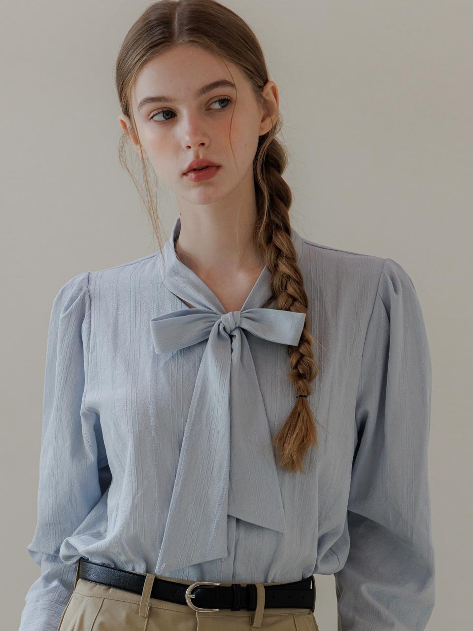 Eight Days A Week Cotton Tie Blouse Blue Ad398 Free