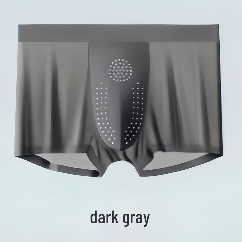 Plus Size Men's Ice Silk Boxer Briefs: Breathable, Antibacterial, Seamless Underwear with Ventilation