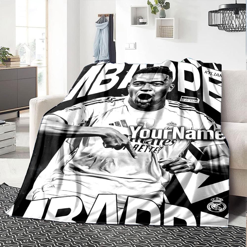Mbappe Text Decke Geschenk Personalisierte Decke Warme Dekoration für Picknicks Bett Büro Sofa Vier Jahreszeiten Universell
