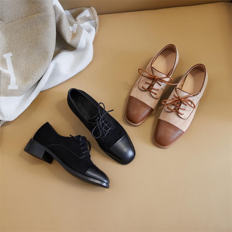 Fashion 2024 Autumn Oxford Women Shoes Genuine Leather Brogues Vintage Lace Up Loafers Casual Retro Shoe for Women Pumps