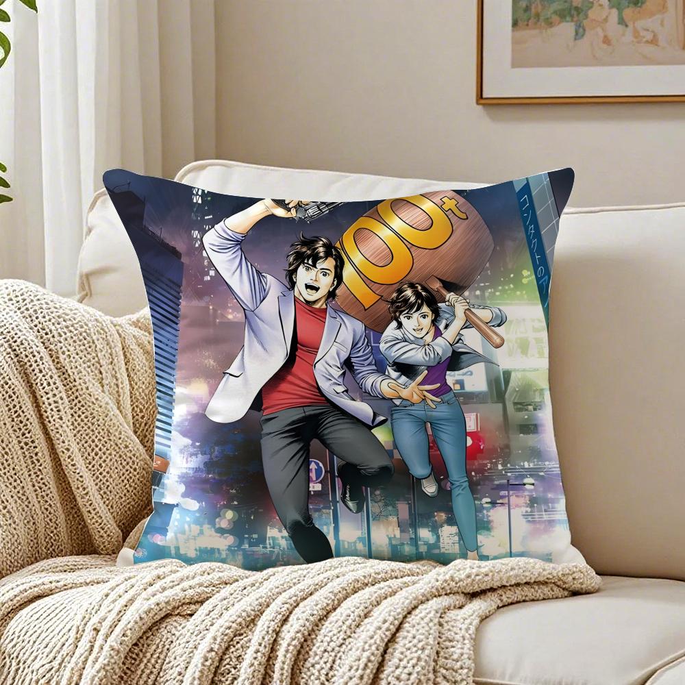 City HHunter Kissen Klassische Anime Kissenbezug Kissenbezug Anti-Milben Wohnzimmer Sofa Dekor Kissen Zimmer