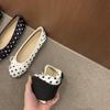 Soft-Soled French Spring Polka Dot Mary Jane Single Shoes Women'S One-Pedal Ballet Shoes Bow Flat Bottom