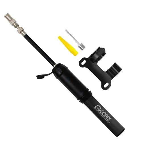 

GORIX Bicycle Portable Pump (GX-74) Ultra Lightweight Presta Valve Compatible with American and British Style Ball/Float Air Pump Matte Black