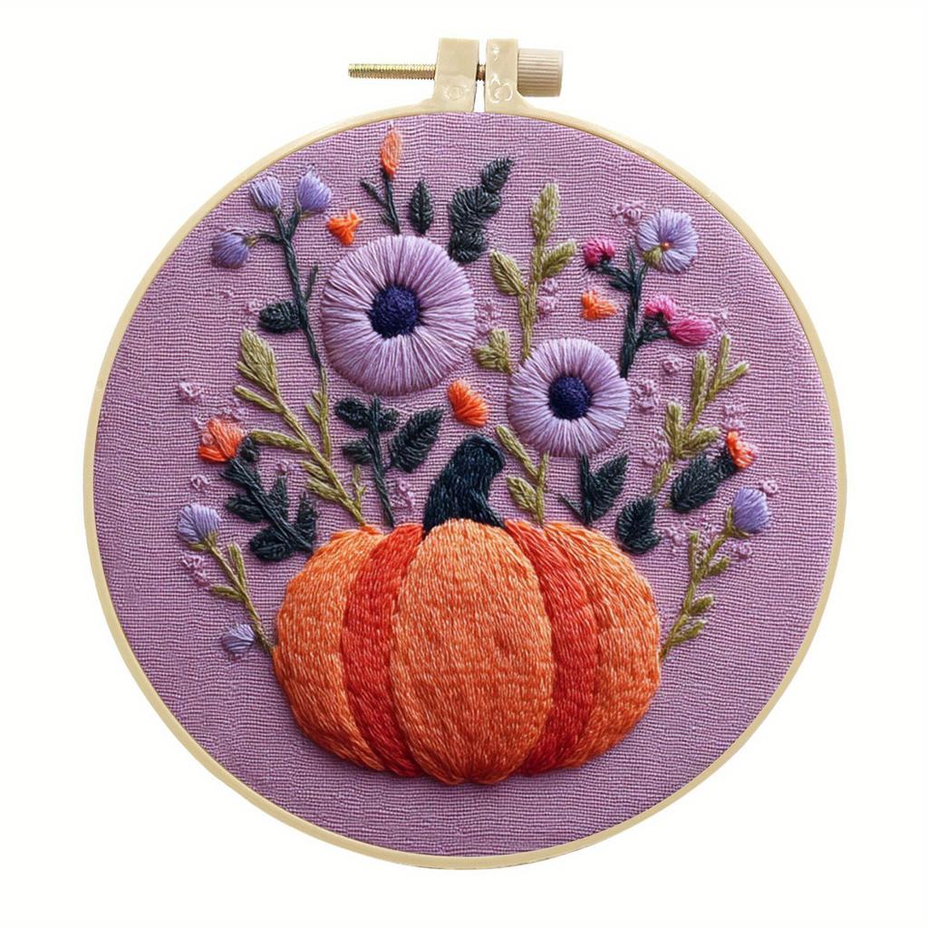 1Pcs Halloween Pumpkin Handmade DIY Embroidery Fabric Material Package, Suitable for Embroidery Lovers, Gifts for Friends