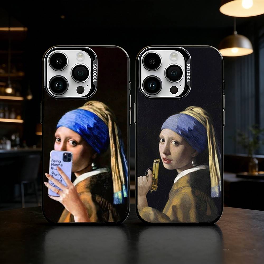 Girl With A Pearl Earring Vermeer Phone Case Color Silver Shell For IPhone 17 16 15 14 13 12 11 Pro Max Plus