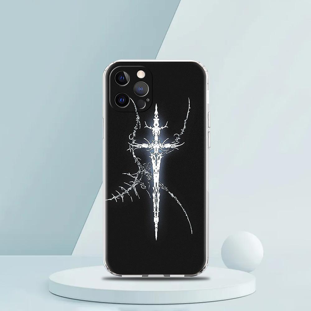 Soft TPU Transparent Phone Case Cover for iPhone 16 15 14 13 12 11 Pro Max XR 8 7 Plus XR Shell Cyber Sigil Cross Line Pattern