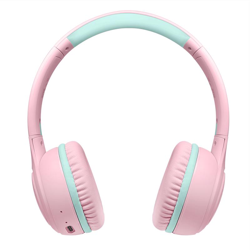 Wireless BT 5.4 headphones FOR children 85 dB microphone foldable pink