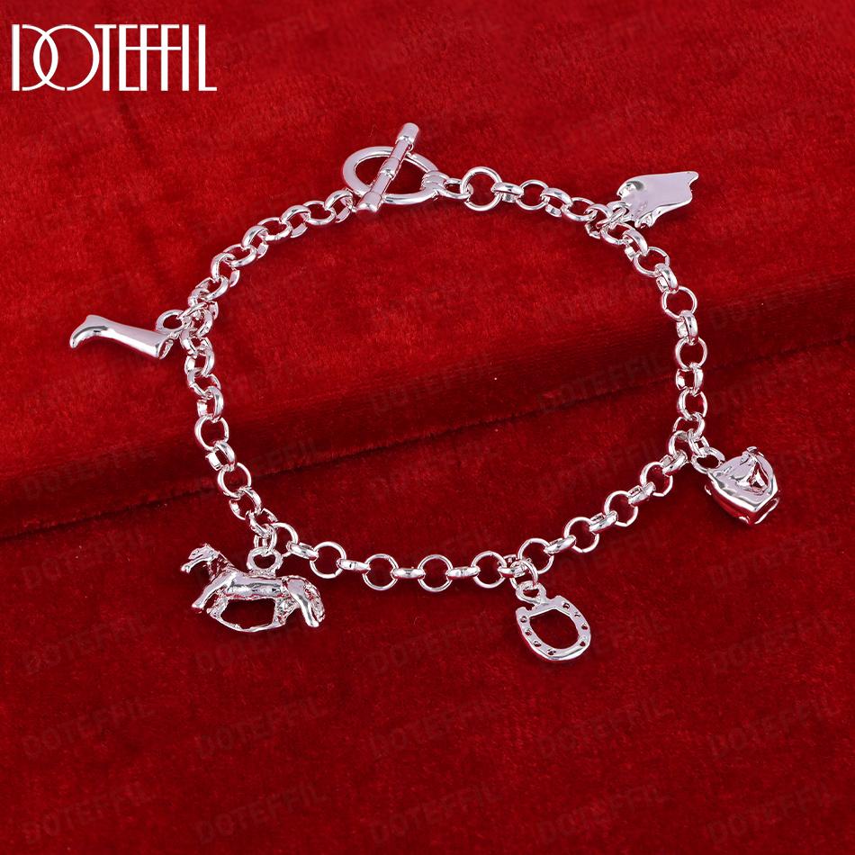 925 Sterling Silver Fashion Pendant Bracelet Wedding Jewelry