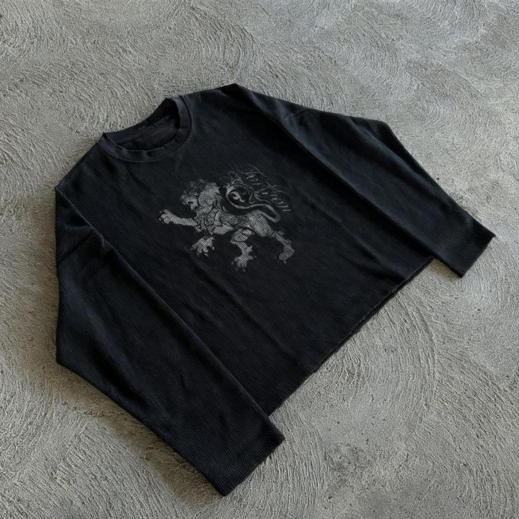 STREETRICH Y2K Vintage Punk Printed Crew Neck Sweatshirt Long Sleeve Pullover T Shirt Basic Layering Top Edgy Retro Outfit