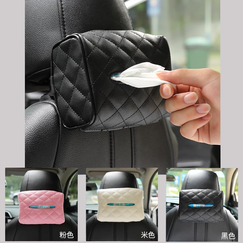 Car Tissue Case, Car Tissue Holder, PU Leather, Multi-functional Tissue Box, Compatible with Sun