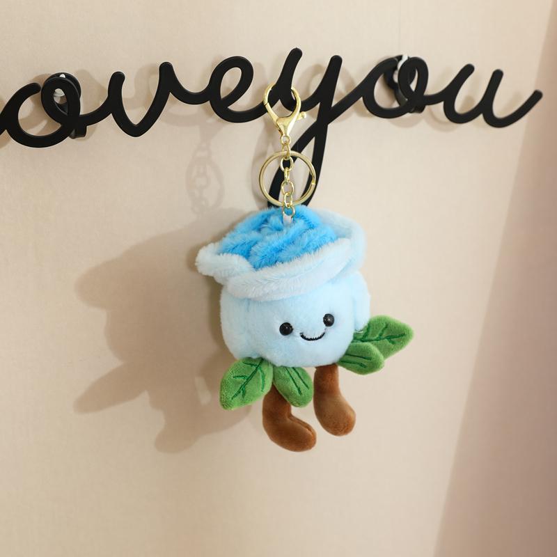 1pc Flowerpot Plush Flower Pendant Cute Key Ring Keychain Rose Tulip Anthurium Succulent Plant Stuffed Fashion Accessory Gift